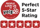 Yelp five-star rating badge